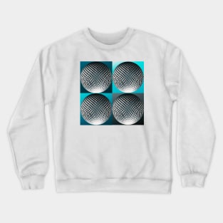 Silver spheres in 3d optic on blue, turquoise, teal pop art backgrounds Crewneck Sweatshirt